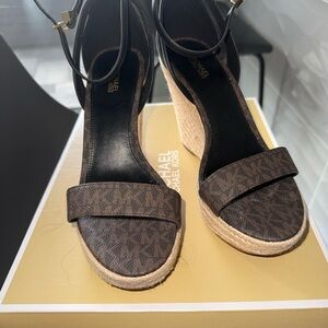 Michael Kors Dark Brown Patterned Wedges